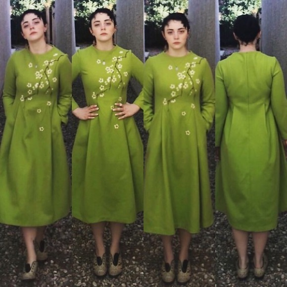 SOLD Chartreuse cherry blossom dress (unique)